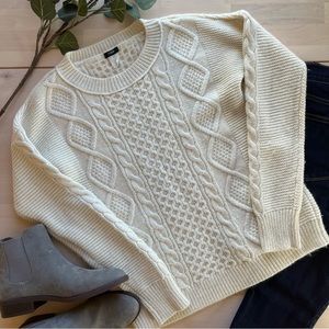 J. Crew Cable Knit Wool-blend Sweater in Cream